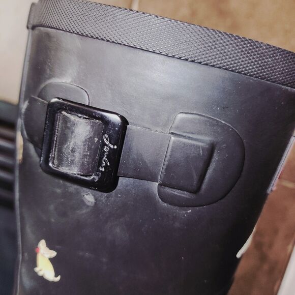 JOULES "DOG SHOW" MOLLY Black Midi Outdoor Rain Mud Farm Work Beach Logo Boots - Picture 5 of 11